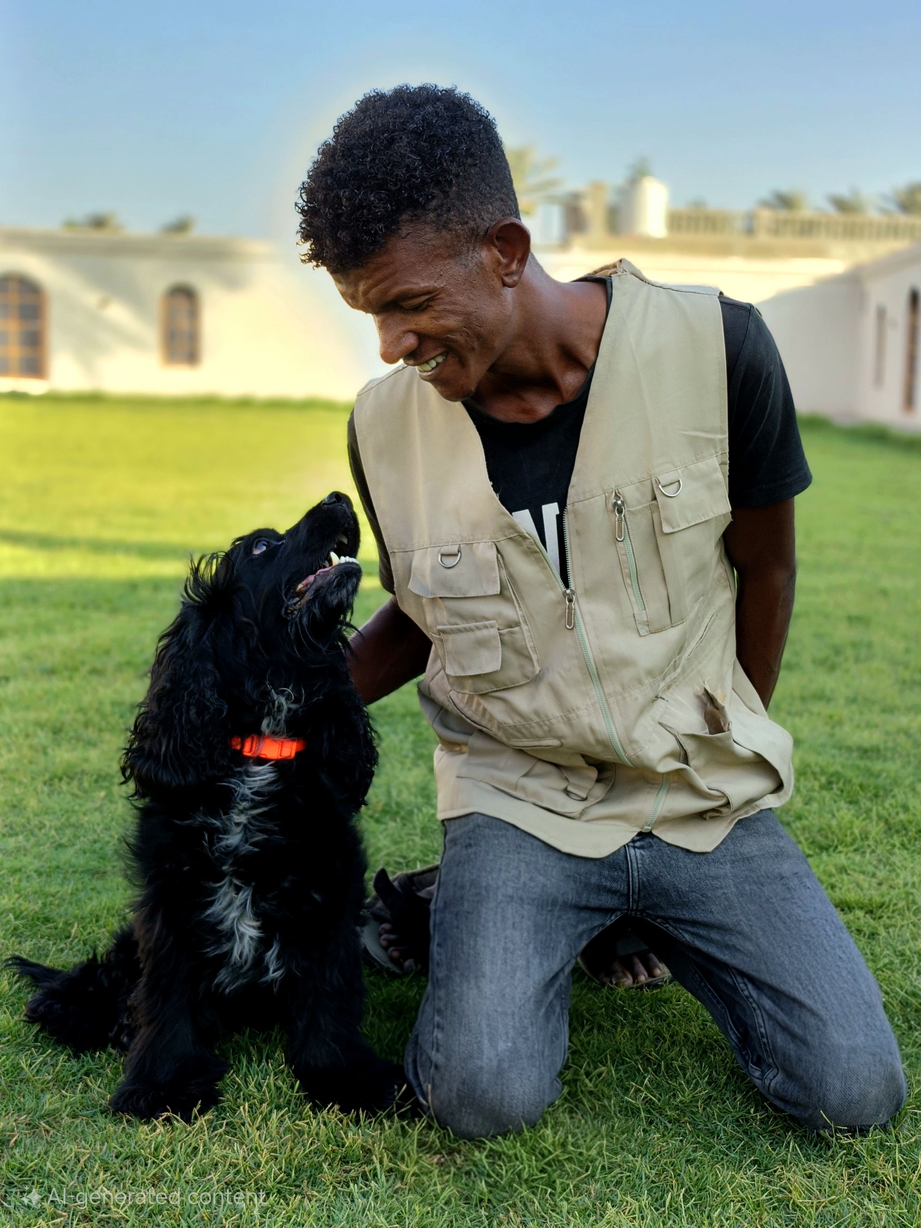 Welly (the cocker) in love with his Dogkeeper (Mr. Mohamed)